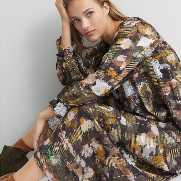 Anthropologie Blair Shimmer Maxi Dress size Small Multicoloured Long Sleeve - Picture 3 of 11